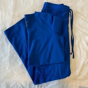 Cherokee Authentic Workwear Royal Blue Scrubs Top and Bottom. Size Small